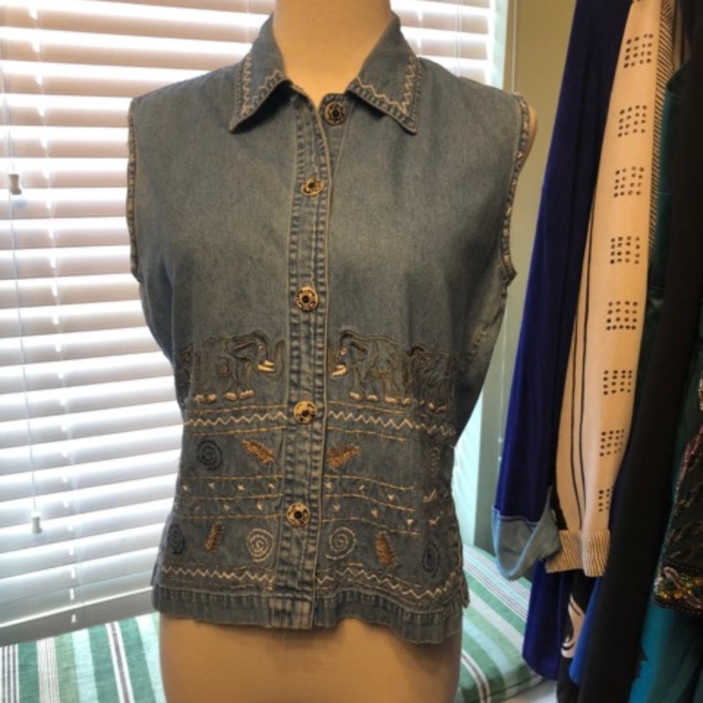 Elephant detail denim shirt